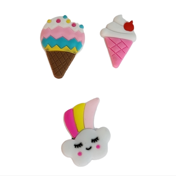 Croc Jibbitz Shoe Charm Set of 3 Ice Cream/Cloud Rainbow Charms - Picture 1 of 1